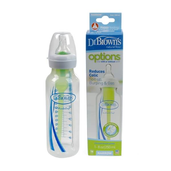 Combo 1 Bình sữa cổ thường nhựa PP Dr Brown options, 250ml (Giảm 15%) và 1 Bình sữa Dr Brown chuyển đổi nhựa PP (250ml, Xanh dương)