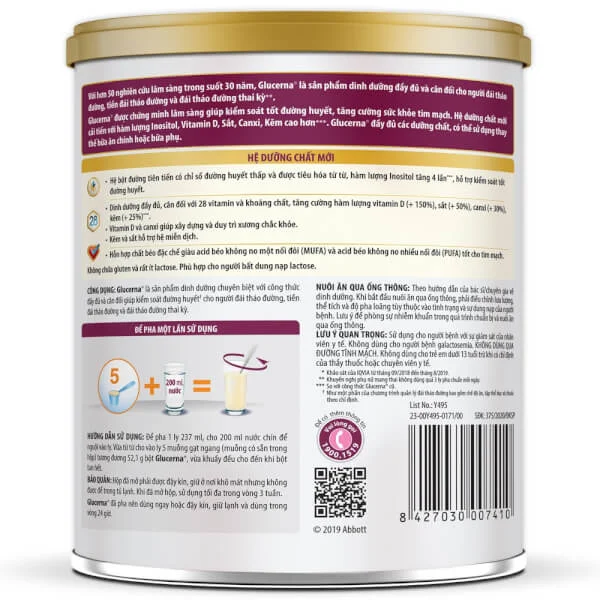 Thực phẩm dinh dưỡng y học Glucerna 400g hương vani
