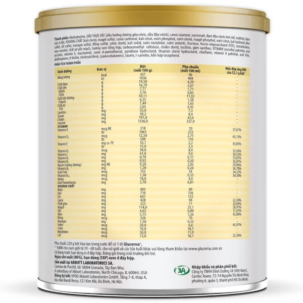 Thực phẩm dinh dưỡng y học Glucerna 400g hương vani