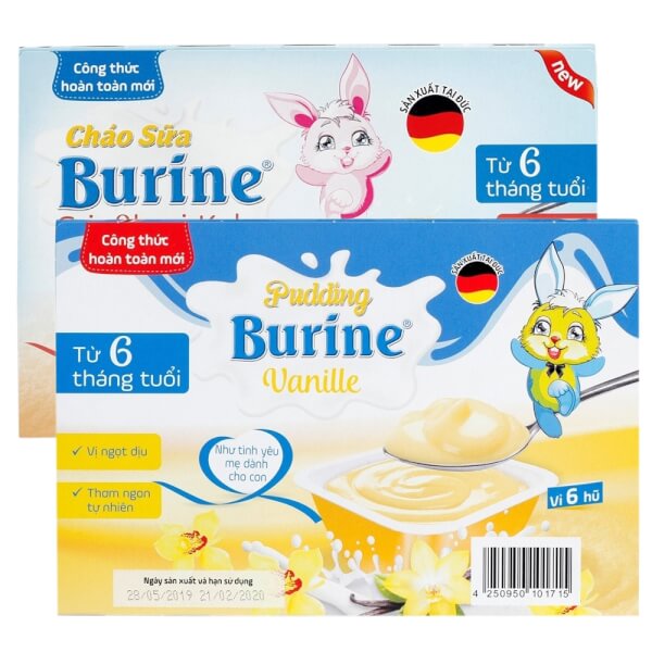 Combo 2 Pudding Burine Vanille dành cho trẻ từ 6 tháng tuổi 300g và 1 Cháo sữa Burine Grieβbrei Keks dành cho trẻ từ 6 tháng tuổi 300g