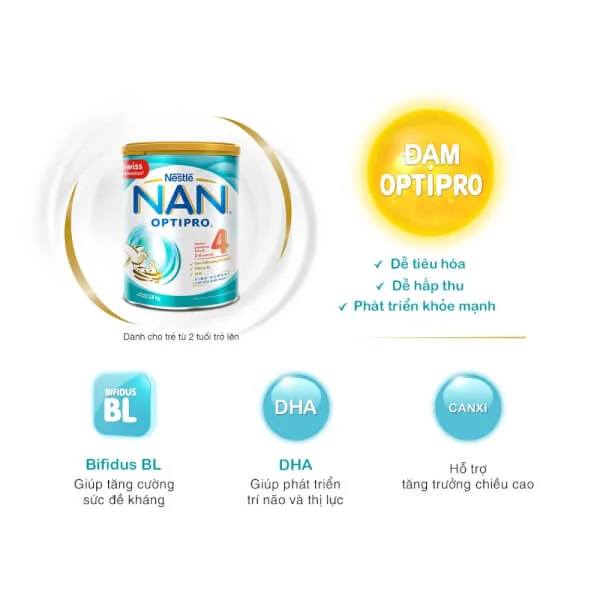 Combo 2 lon Sữa Nan Optipro 4 1.8kg (2-6 tuổi)