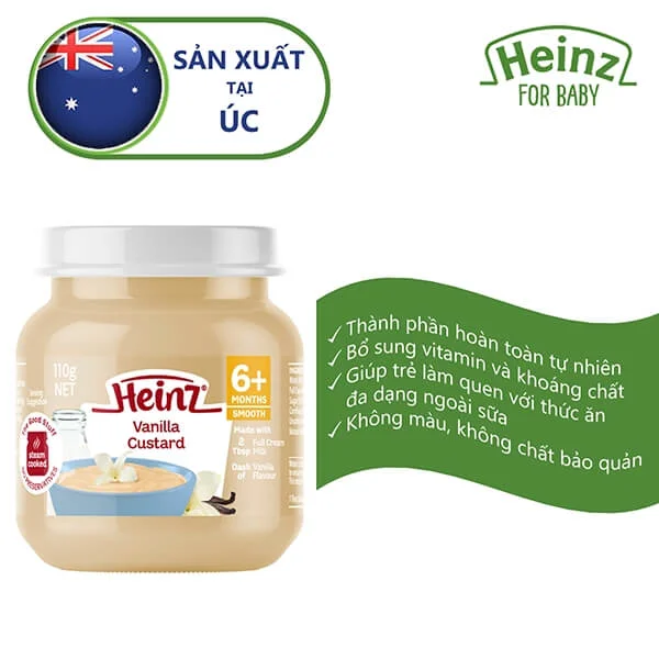 Custard Vani cho trẻ từ 6 tháng tuổi trở lên - Heinz Vanilla Custard
