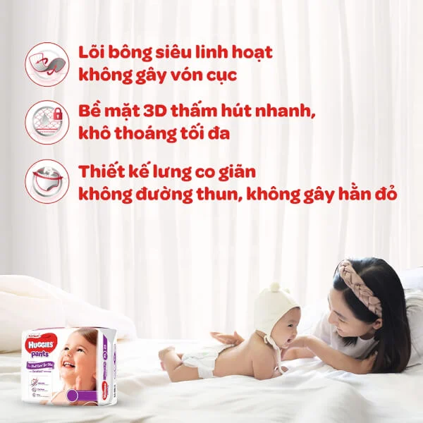 Bỉm tã quần siêu cao cấp Huggies Platinum size M 33 miếng (6-10kg)