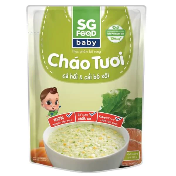 QT - Cháo tươi Baby cá hồi cải bó xôi, SG Food, 240g