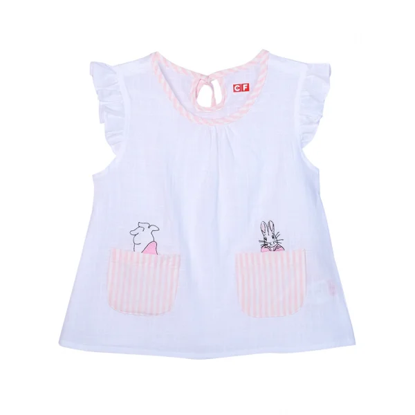 Bộ vải bé gái ngắn CF G0520023 Trắng