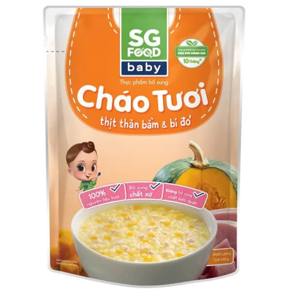 QT - Cháo tươi Baby thịt thăn bằm bí đỏ, SG Food, 240g