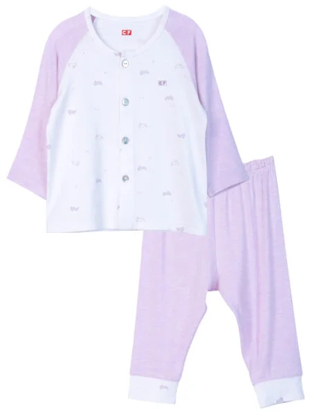 Bộ sơ sinh dài vải kháng khuẩn CF I0820017 (3M/6M/9M,Tím họa tiết)