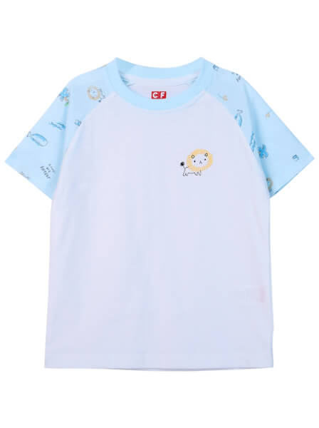 Bộ áo quần thun bé trai ngắn CF B0820014 (Xanh)