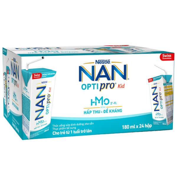 Thùng sữa dinh dưỡng pha sẵn Nestle NAN OPTIPRO Kid 180ml (Lốc 4) - 6 lốc
