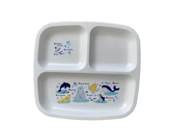 Khay ăn chia 3 ngăn cho bé hình thú (KBN) (giao hoạ tiết ngẫu nhiên)