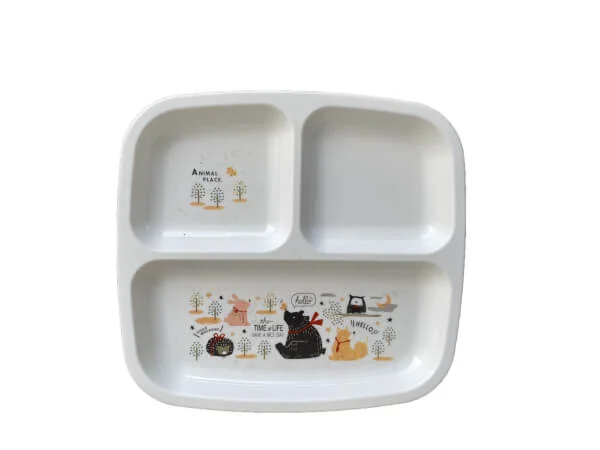 Khay ăn chia 3 ngăn cho bé hình thú (KBN) (giao hoạ tiết ngẫu nhiên)