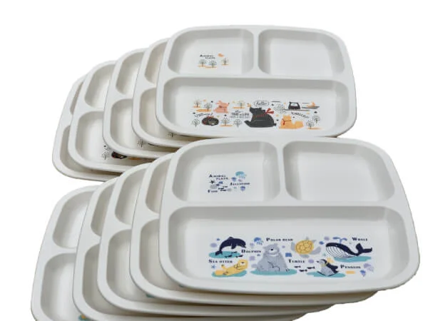 Khay ăn chia 3 ngăn cho bé hình thú (KBN) (giao hoạ tiết ngẫu nhiên)