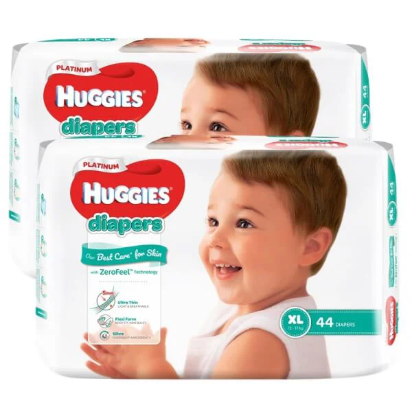 Combo 2 gói Bỉm tã dán Huggies Platinum size XL 44 miếng (12-17kg)