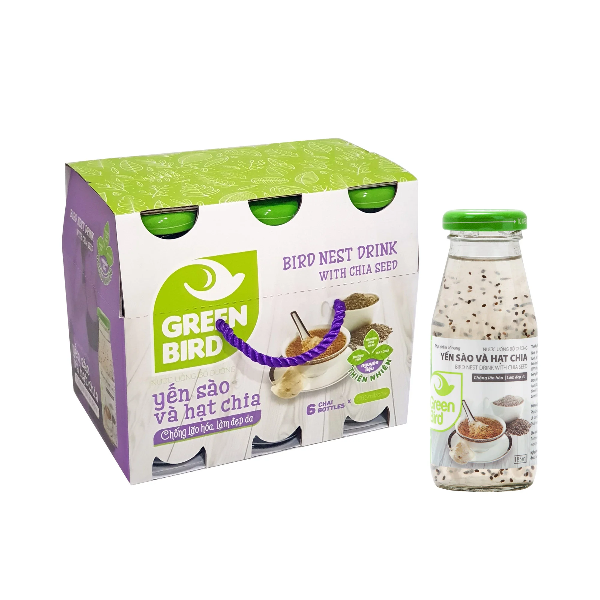 Thực phẩm bổ sung Nước uống bổ dưỡng Yến Sào và Hạt Chia (Lốc 6)