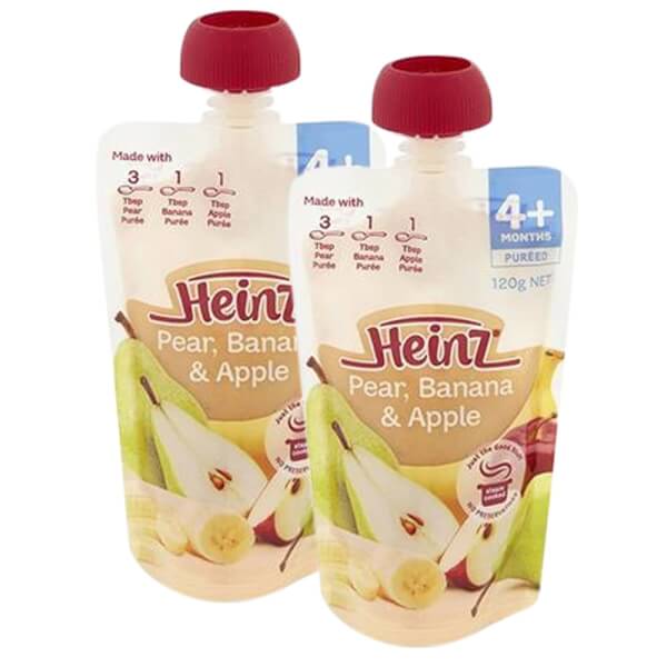 Combo 2 Lê, chuối và táo nghiền dành cho trẻ từ 4 tháng trở lên - Heinz Pear, banana, apple 120g