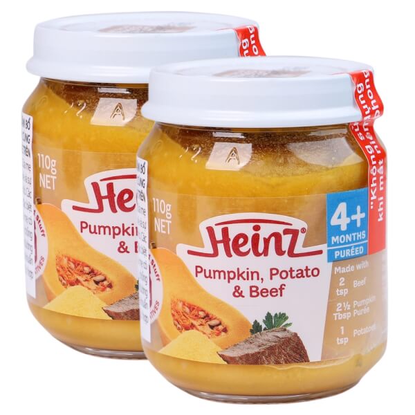 Combo 2 Bí đỏ khoai tây và bò nghiền cho trẻ từ 4 tháng tuổi - Heinz Pumpkin, Potato