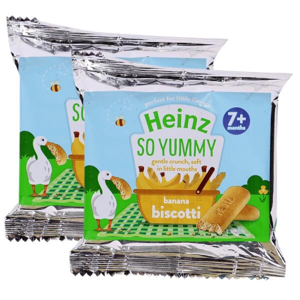 Combo 2 Bánh quy vị chuối ( ít đường) dành cho trẻ từ 7 tháng trở lên - Heinz Banana Biscotti(Reauced sugar)