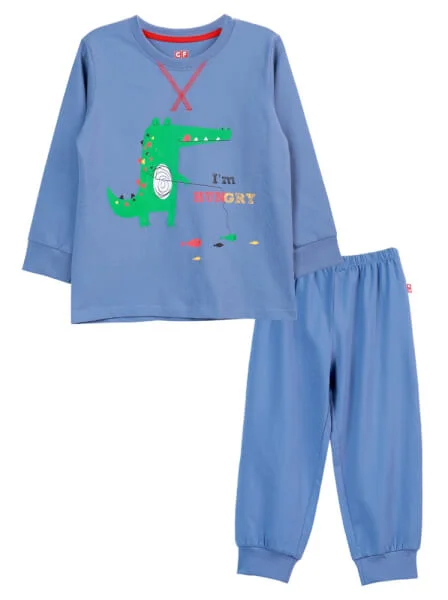 Bộ thun bé trai dài CF B0420042 (Xanh)