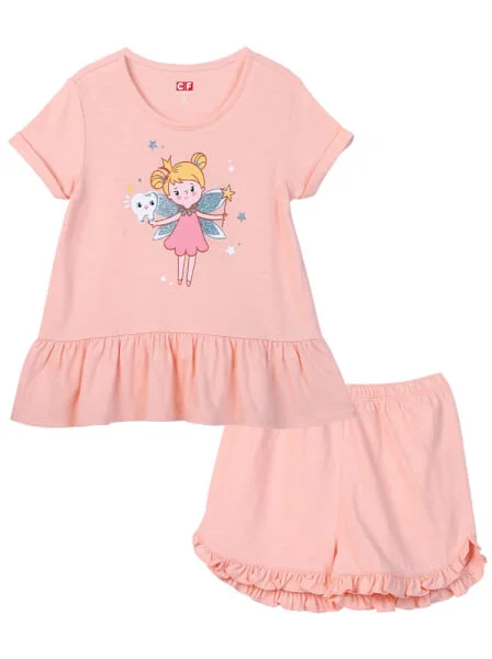 Bộ thun bé gái ngắn CF G0620013 (Cam)