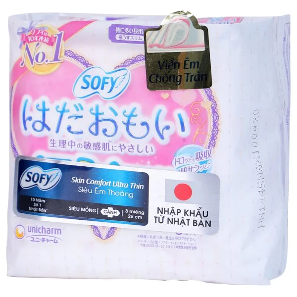 Băng vệ sinh Sofy Skin Comfort Ultra Thin cánh 26cm 8 miếng