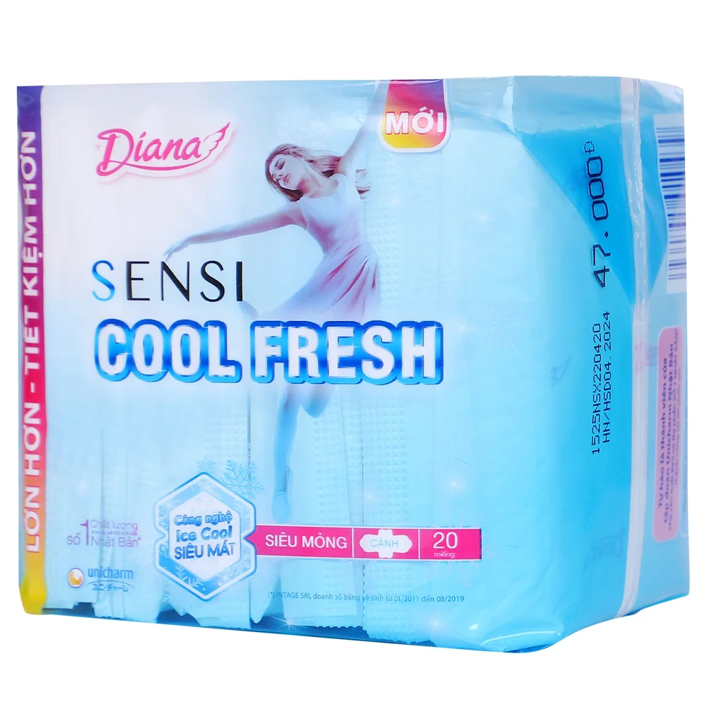 Băng vệ sinh Diana Sensi cool fresh siêu mỏng cánh 23cm 20 miếng