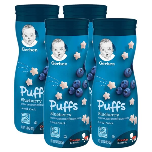 Combo 4 Bánh ăn dặm Gerber Puffs Việt Quất