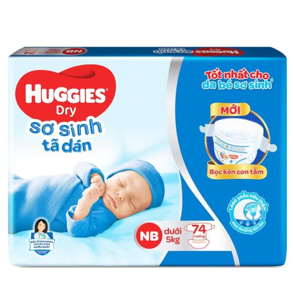 Combo 3 gói Bỉm tã dán sơ sinh Huggies size NB 74 miếng (dưới 5kg)