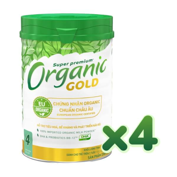 Combo 4 lon Sữa Vinamilk Organic Gold 4 850g (Trên 3 tuổi)