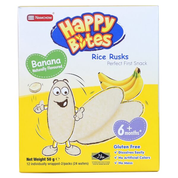 Combo 3 Bánh Gạo Ăn Dặm Cho Trẻ Em Happy Bites Chuối 50g