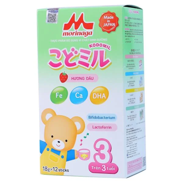 Sữa Morinaga số 3 216g hương dâu (Kodomil, trên 3 tuổi)