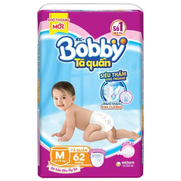 Bỉm tã quần Bobby size M 62 miếng (6-10kg)