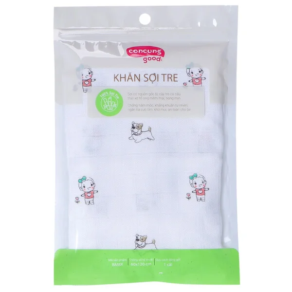 Combo 2 Khăn gạc sợi tre cao cấp ConCung Good BM8X 60x120 (cm)