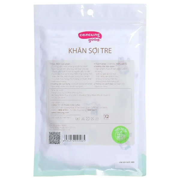 Combo 2 Khăn gạc sợi tre cao cấp ConCung Good BM8X 60x120 (cm)