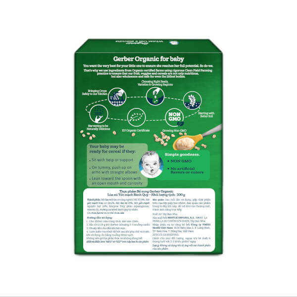 Thực phẩm bổ sung Gerber Organic Lúa mì Yến mạch Bánh Quy