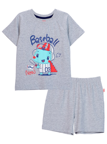 Bộ áo quần mặc nhà bé trai ngắn CF B0820012 (5-6Y,Xám)