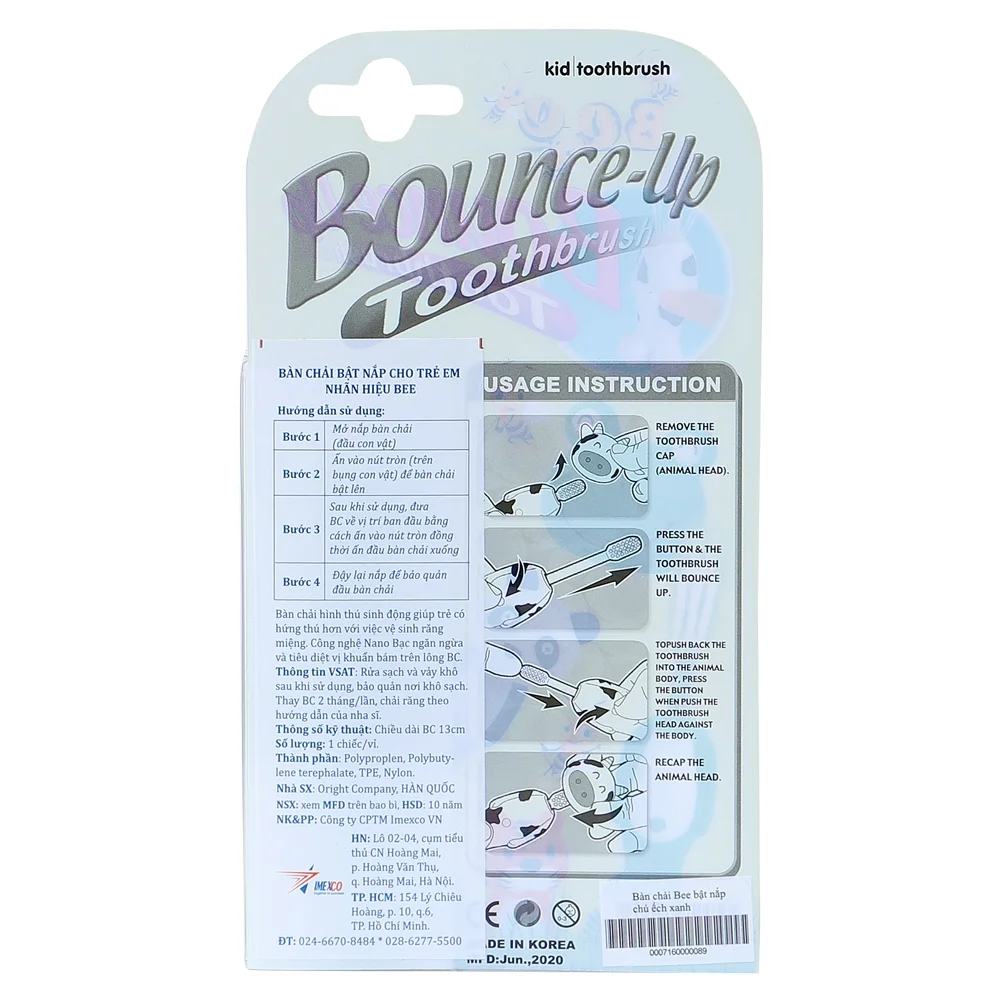 Bàn chải Bee bật nắp chú ếch xanh