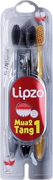 Bộ 2 bàn chải Lipzo Ruby Charcoal + tặng 1 bàn chải Ruby Gold