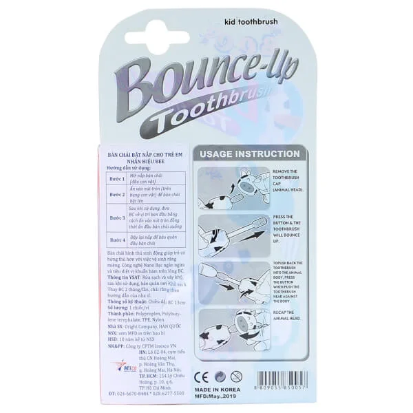 Bàn chải Bee bật nắp hình chú hổ (cam)