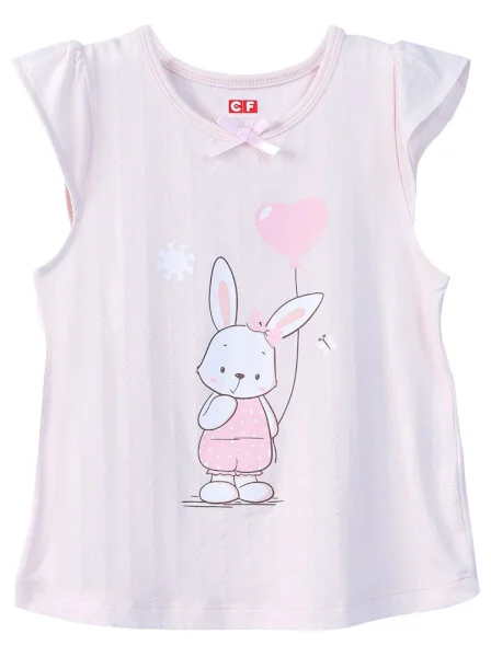 Bộ áo quần thun mặc nhà bé gái ngắn CF G0820014 (Hồng)