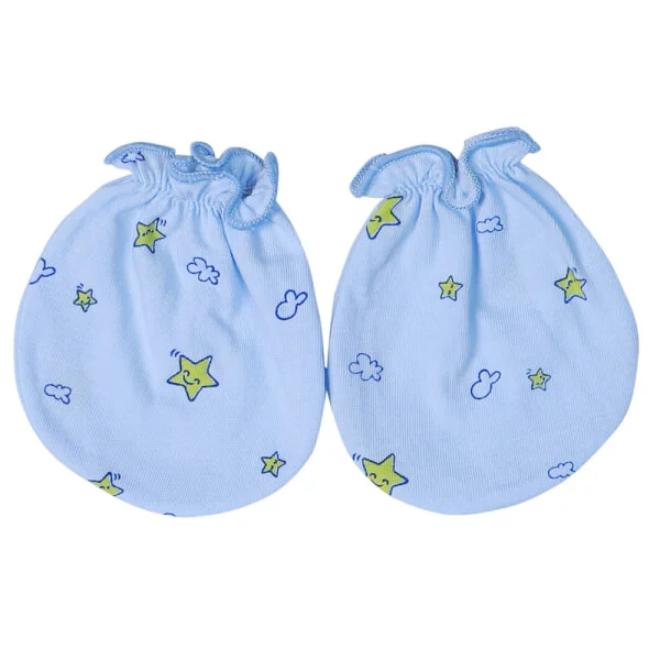 Bao tay sơ sinh thun in hoạ tiết 2 đôi CF (NB,Xanh)