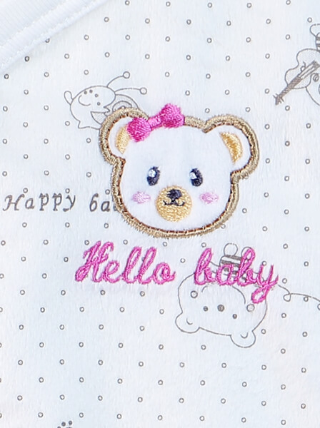 Áo ghi lê bé gái HELLO B&B I089005 (6M/9M/12M,Trắng)