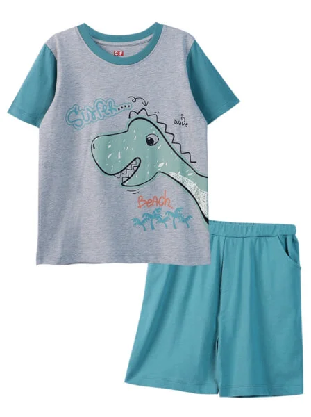 Bộ áo quần thun mặc nhà bé trai ngắn CF B1020029 (Xám)