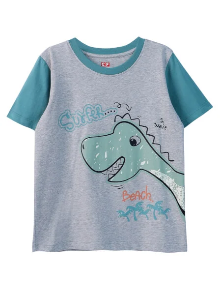 Bộ áo quần thun mặc nhà bé trai ngắn CF B1020029 (Xám)