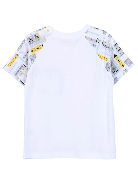 Bộ áo quần thun mặc nhà bé trai ngắn CF B1020027 (Trắng)