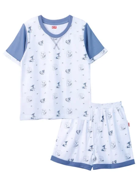 Bộ áo quần thun mặc nhà bé trai ngắn CF B0920002 (Trắng)