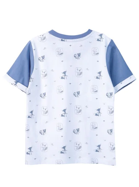 Bộ áo quần thun mặc nhà bé trai ngắn CF B0920002 (Trắng)