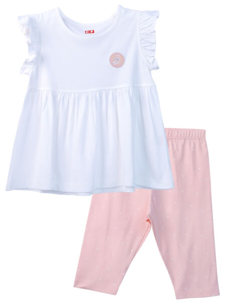 Bộ áo quần thun mặc nhà bé gái ngắn CF G1020040 (1-6 Tuổi,Trắng)