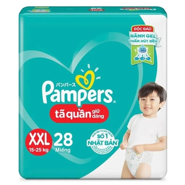 Bỉm tã quần Pampers giữ dáng size XXL, 28 miếng (15-25kg)