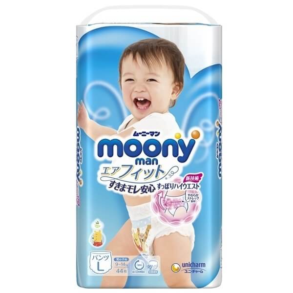 Combo 5 Tã quần Moony (L - bé trai, 44 miếng)