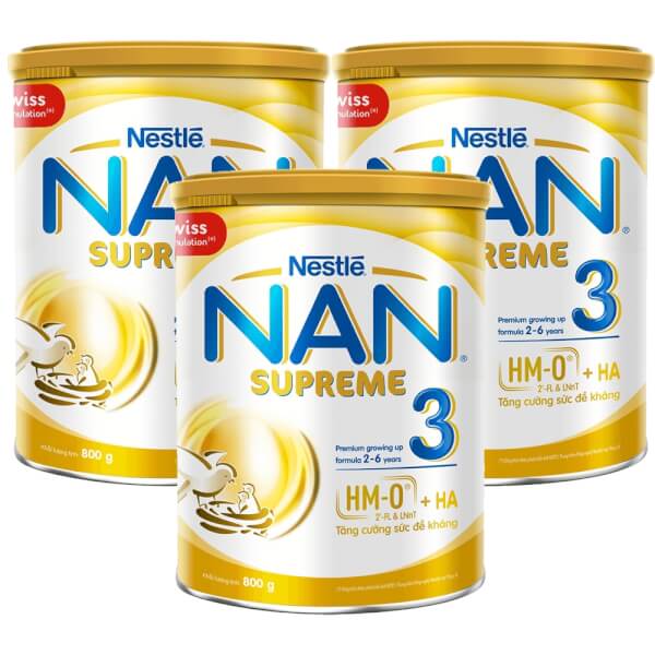 Combo 3 lon Sữa Nan Supreme 3 (2HMO) 800g (2-6 tuổi)